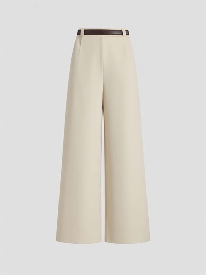 Women's Versatile Minimalist Wide Leg Pants, High Waist Commuter Slimming Straight Trousers Spring, Work To Weekend